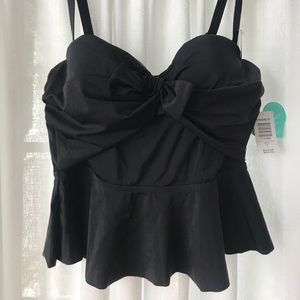Torrid Black Peplum Tie-Front Swim Top